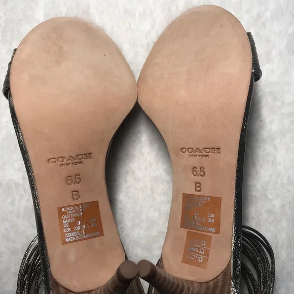 NWT COACH Manya Super Soft Dress Sandals Gold kitten heal size 6.5 metallic - Picture 2 of 11